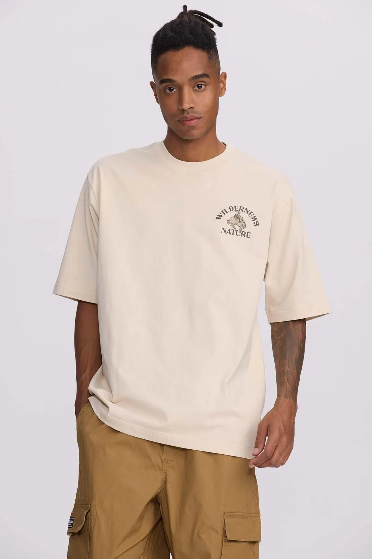 Polera Hombre Doble Print Wester Beige