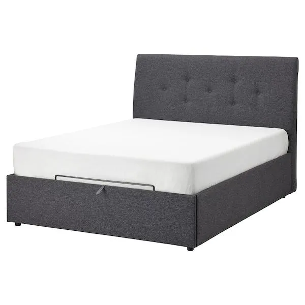 Cama baúl tapizada, Gunnared gris oscuro,