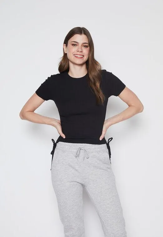 Polera Mujer Negro Rib Costado Family Shop