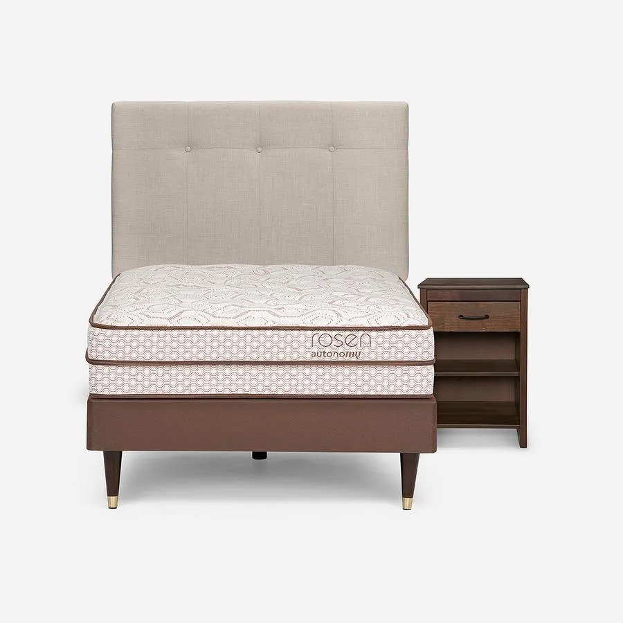 Cama Autonomy Land 1,5 Plazas + Respaldo New Bennet y Velador Maurice