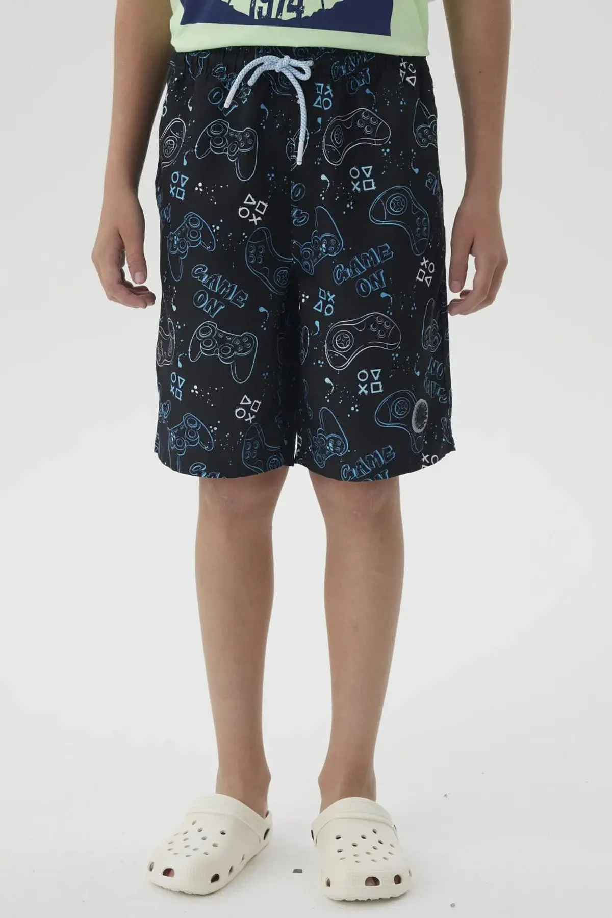 Short de Baño Niño Básico Print Negro