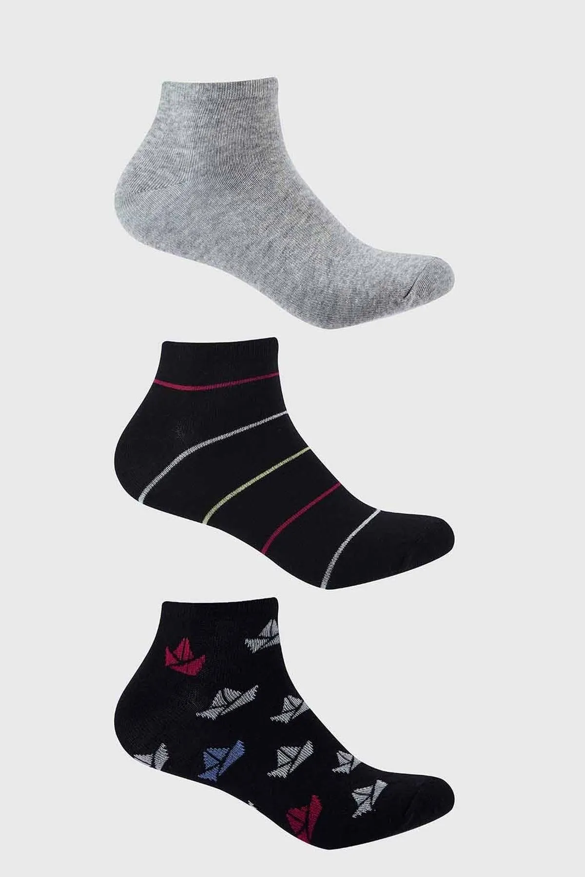 Calceta Hombre Tripack Deportiva Burdeo