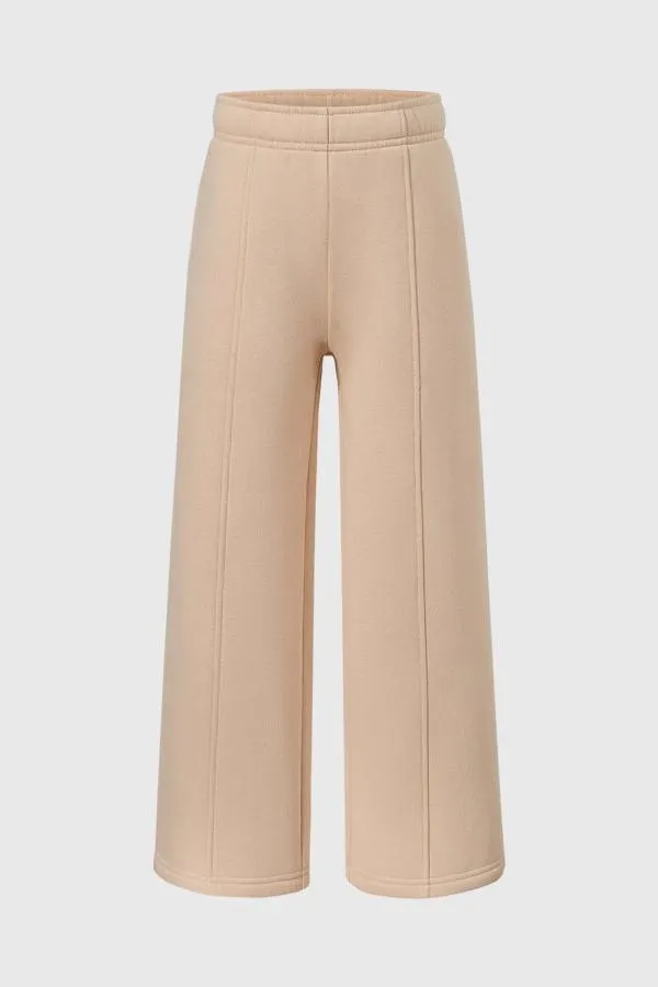 PantalÓn buzo niÑa wide leg beige