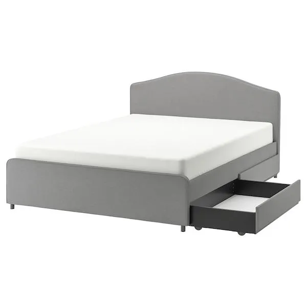 Cama tapizada y 2 cajones, Vissle gris,
