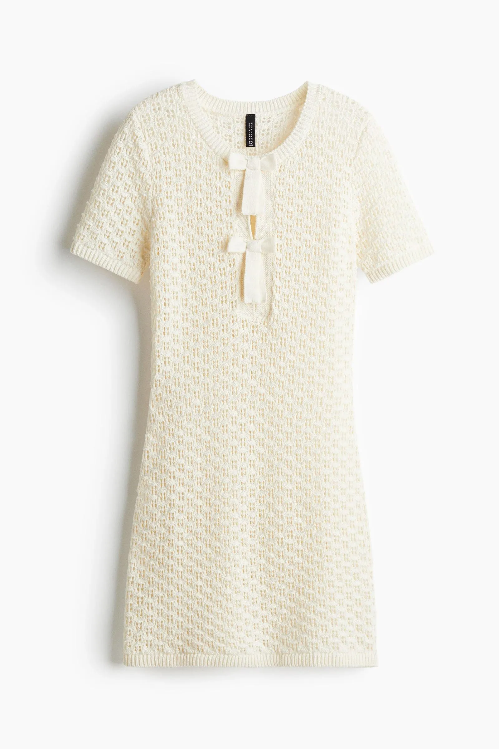 Vestido en punto pointelle con lazos