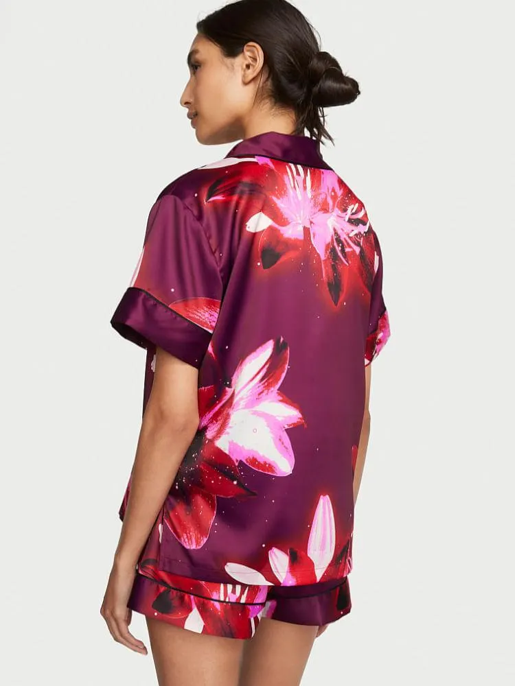 Pijama Short de Satén Estampado