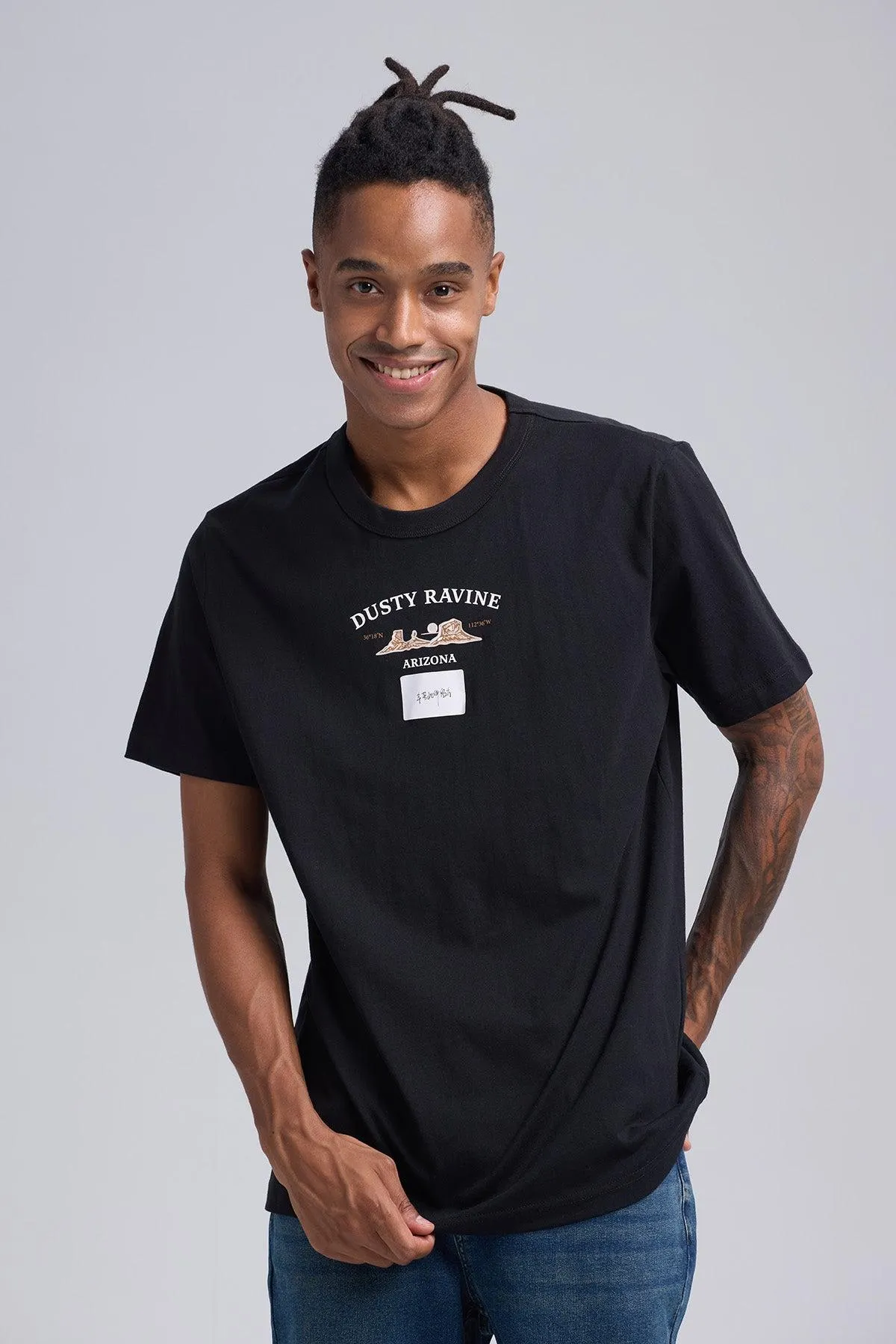 Polera Hombre Print Western Negro