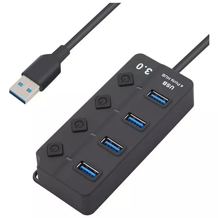 Hub de 4 Puertos USB 3.0 10cm con interruptor - 613414