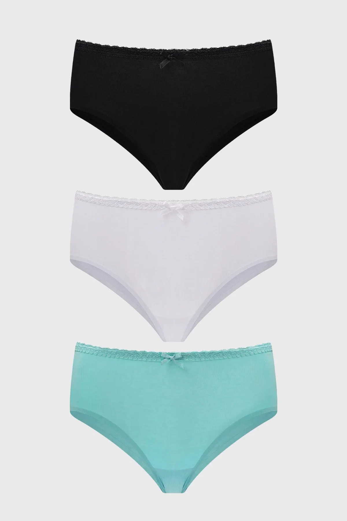 Calzón Mujer Tripack Pantaleta Detalle Encaje Aqua