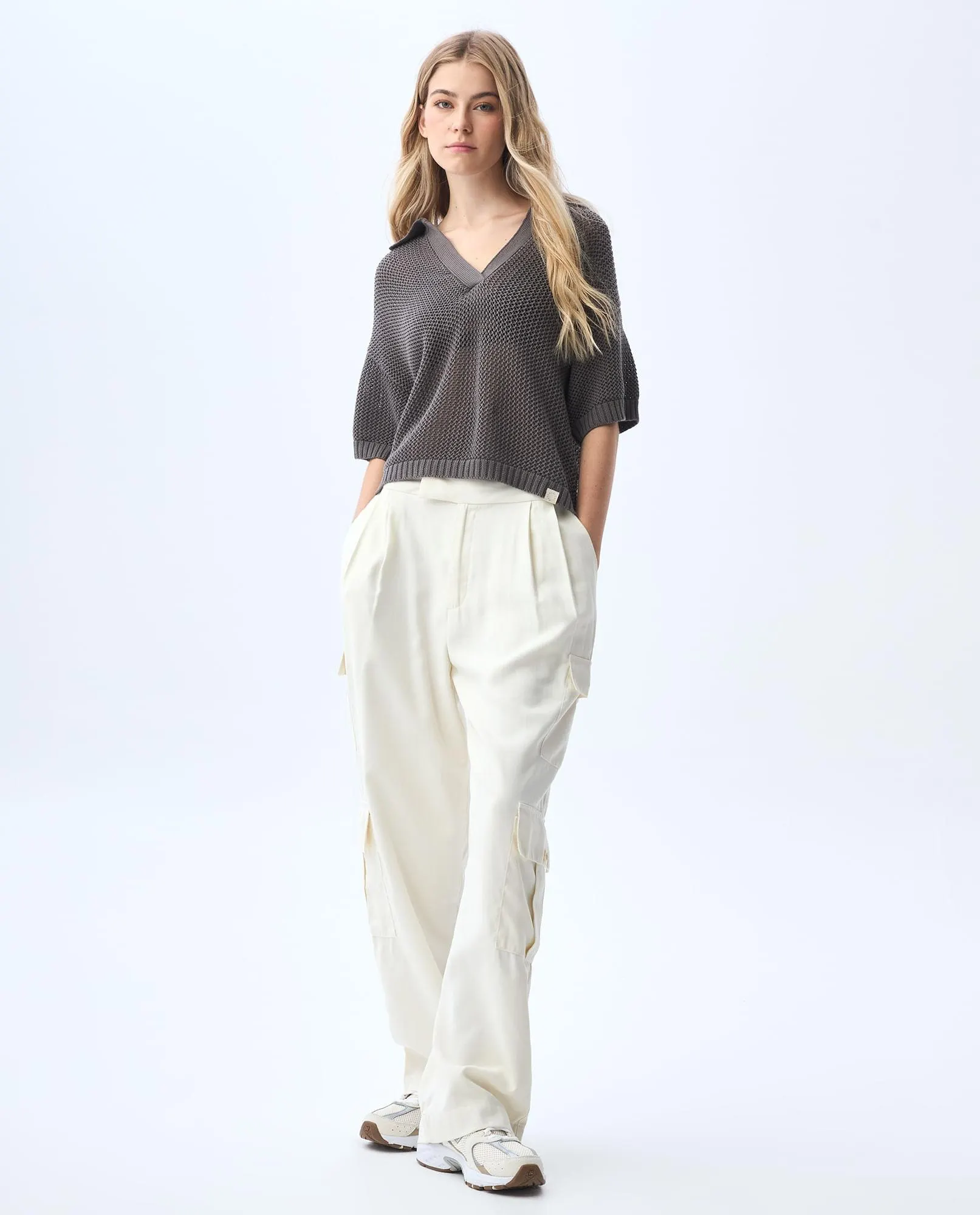 Polo tejida de fit amplio para mujer