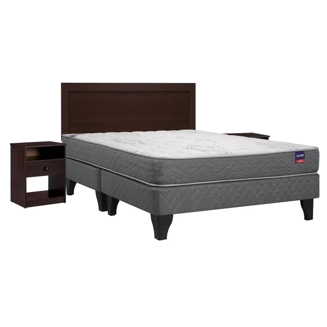 Cama Europea Danubio 2 Plazas Base Dividida + Set Pamplona
