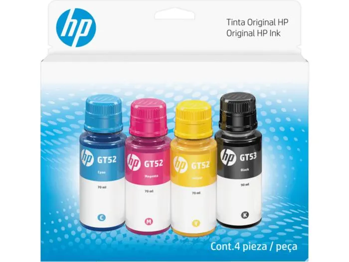 Combo de botella de tinta HP GT53/GT52, pack de 4