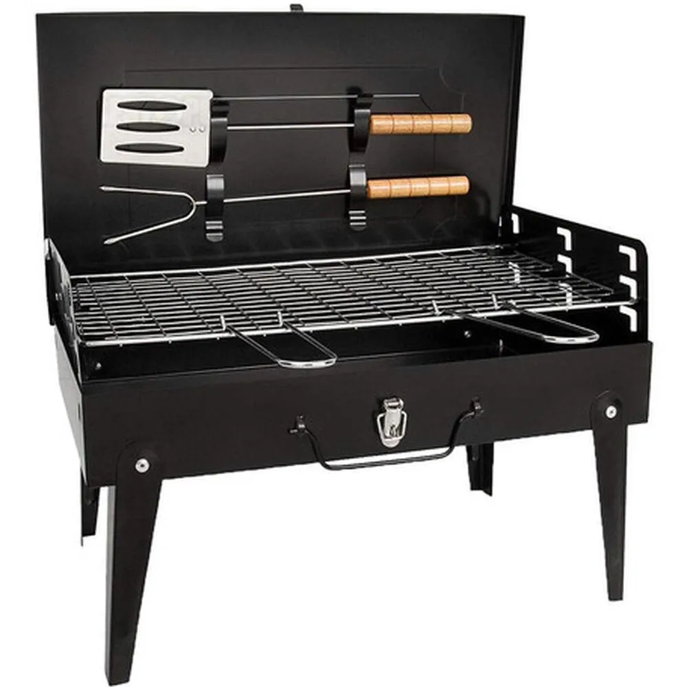 Parrilla Portátil A Carbón Tipo Maleta