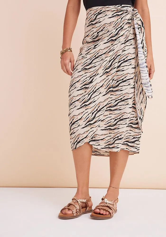 Falda tela estampada con amarra en costado S Miscelaneo 1