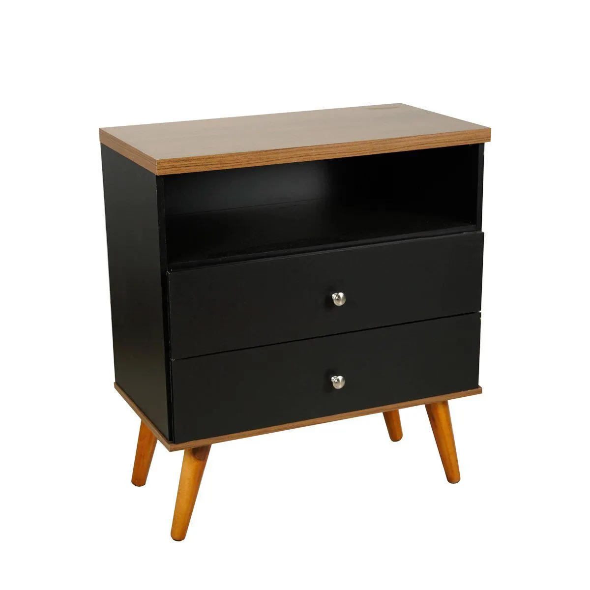 Velador Status Negro 2 Cajones