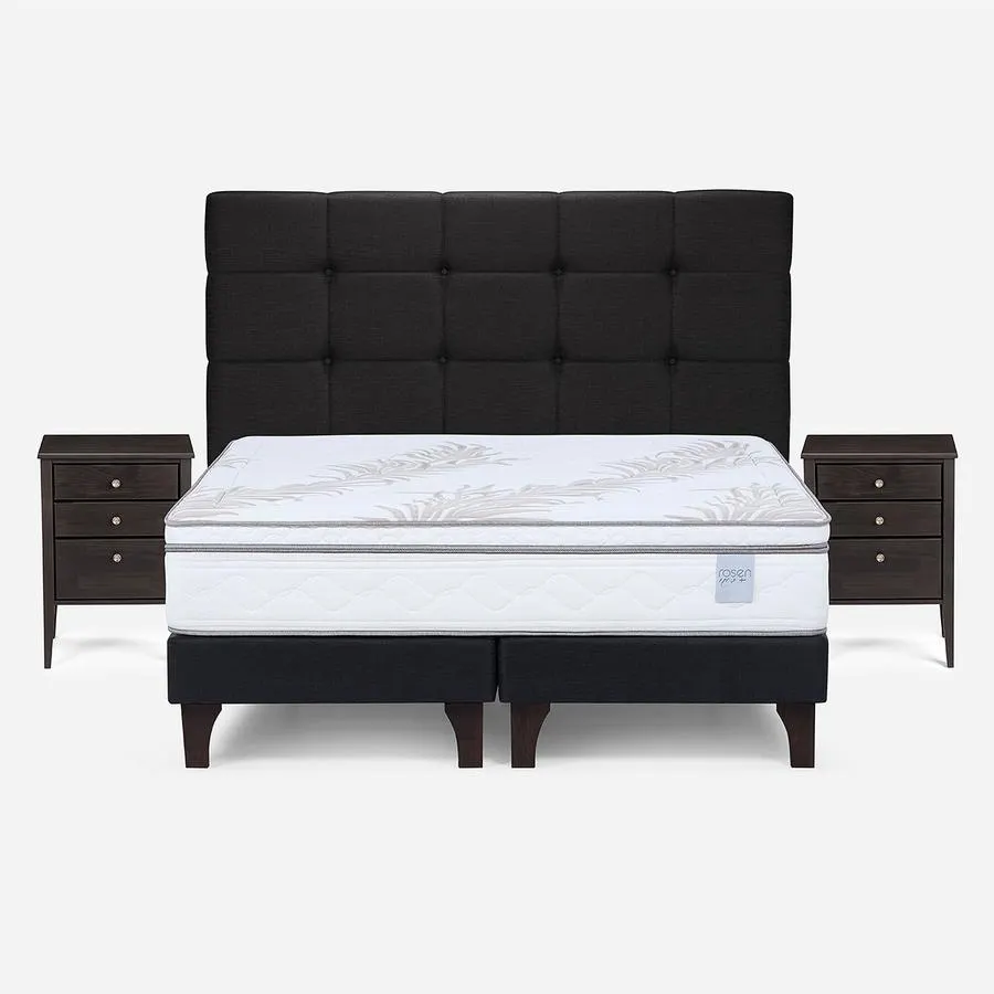 Box Spring Neo Plus 2 Plazas + Muebles Issey