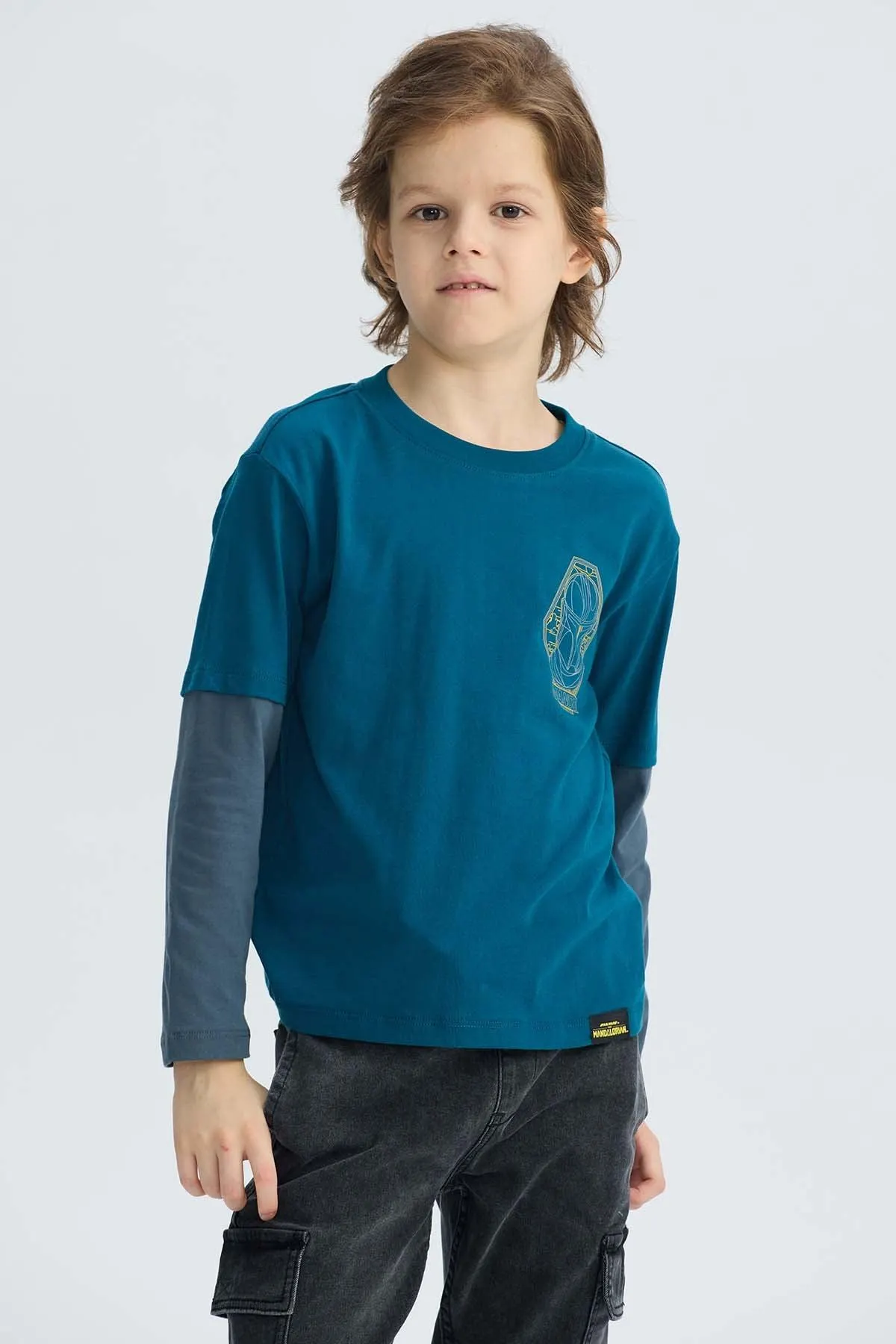 Polera Niño Mandalorian Petróleo