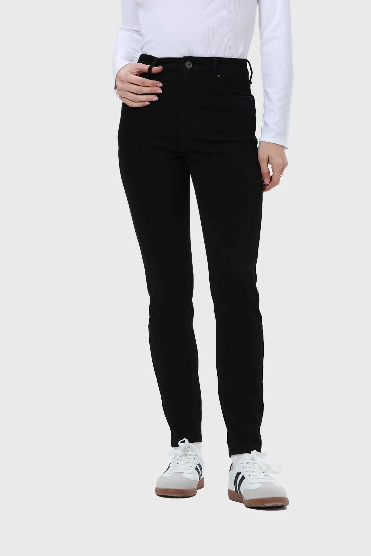Jeans Mujer Skinny Con Polar Negro