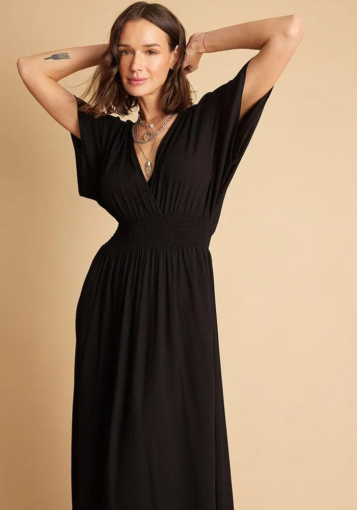 Vestido Escote Cruzado Cuello V M Negro