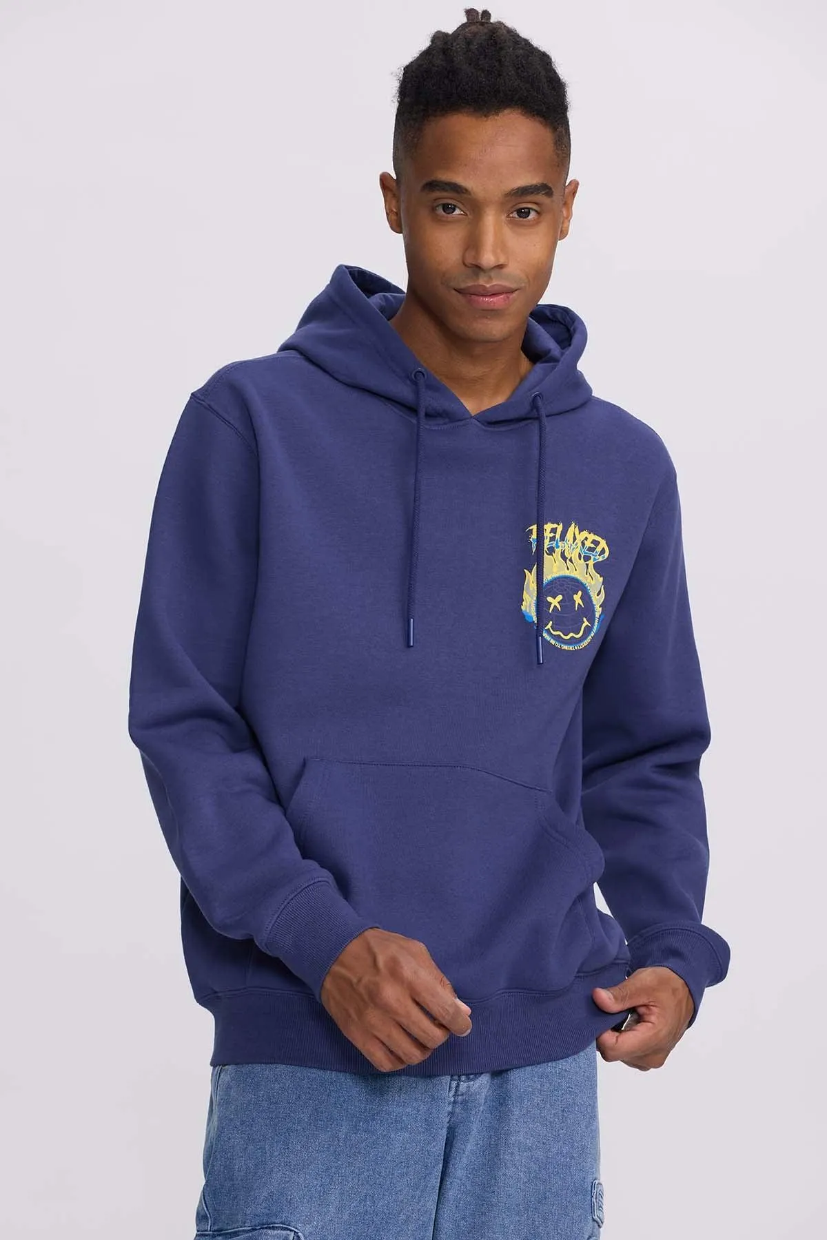 Polerón Hombre Print Smile Night Azul Oscuro