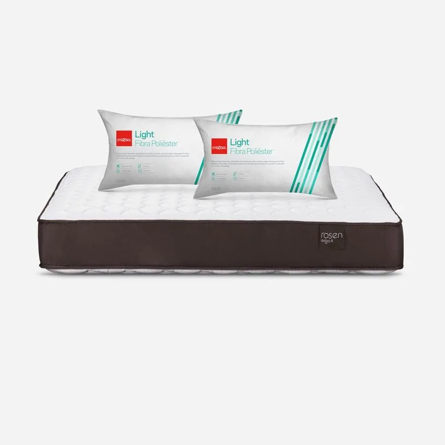 Colchón Ergo-T New 2 Plazas + Almohadas Fibra Light