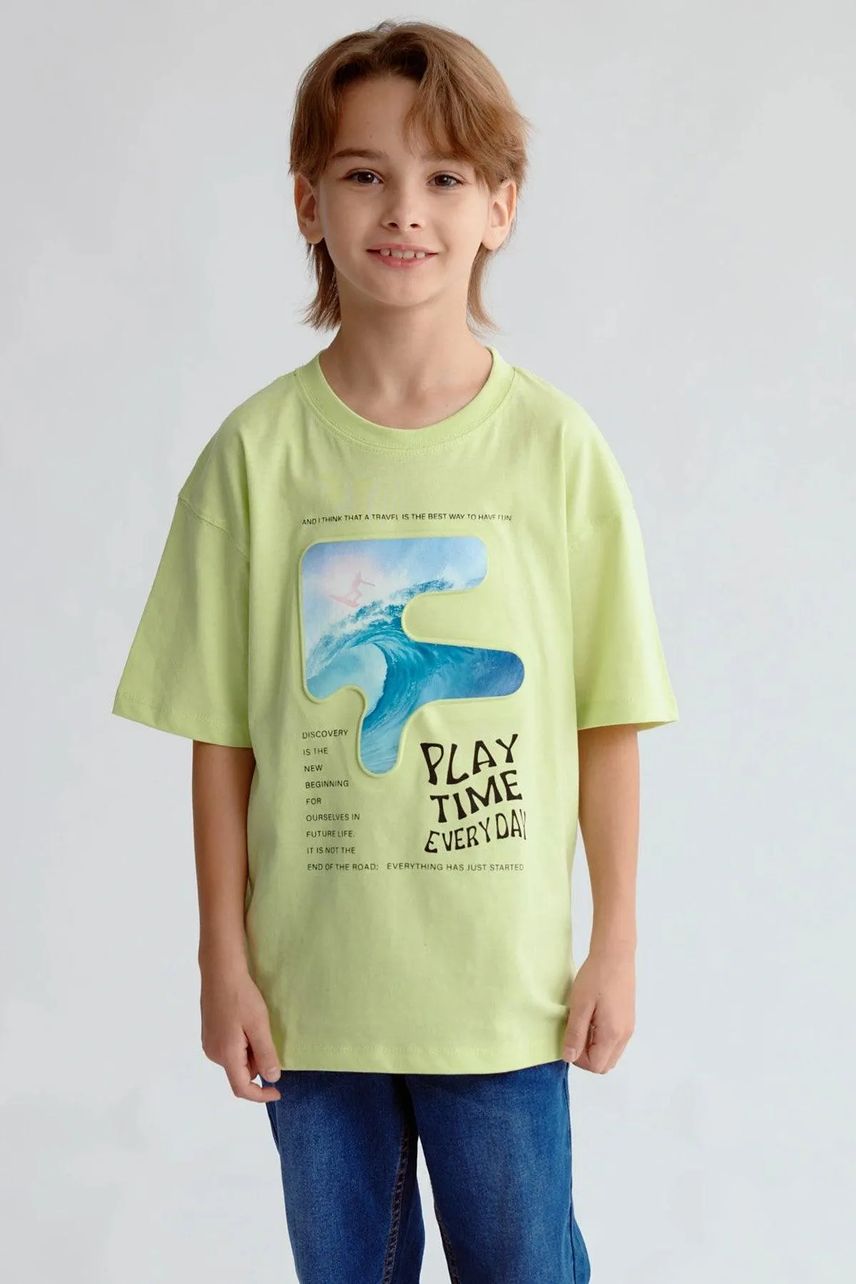 Polera Niño Print 3D Verde