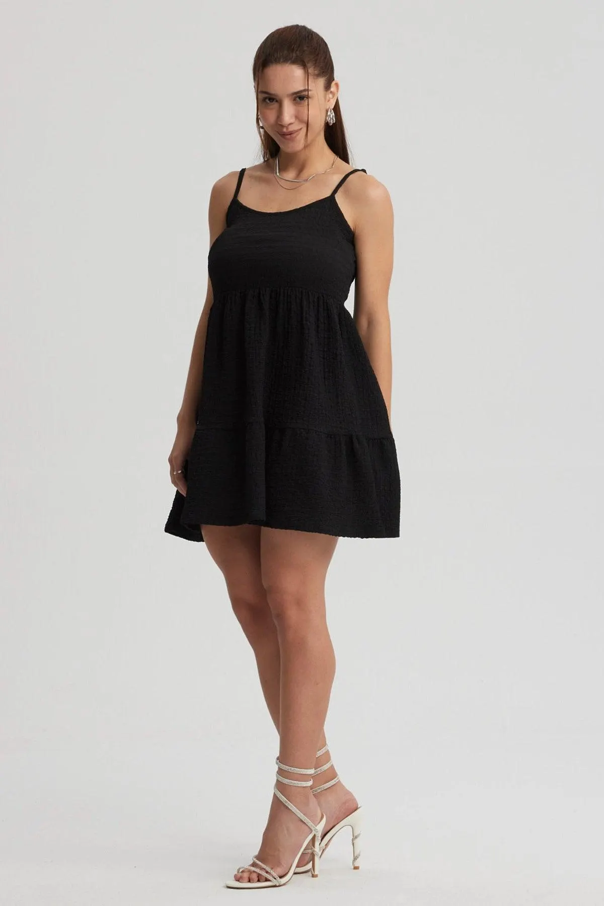 Vestido Mujer Textura Negro