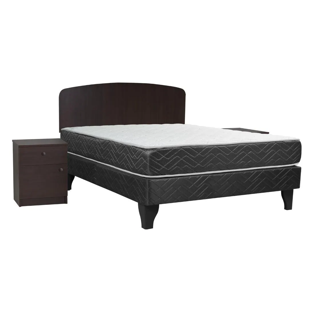 Cama Europea New Mega 2 Plazas Base Normal + Set Córdoba