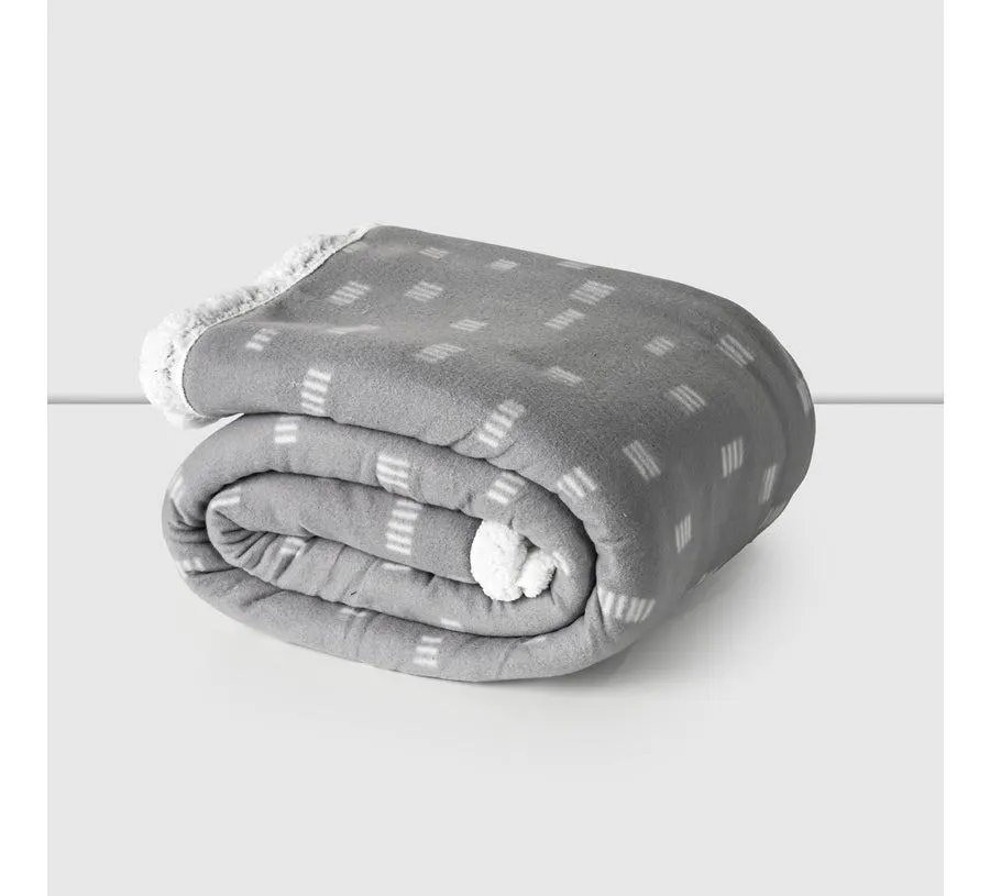 Frazada Polar Sherpa 1.5 Plazas Gris