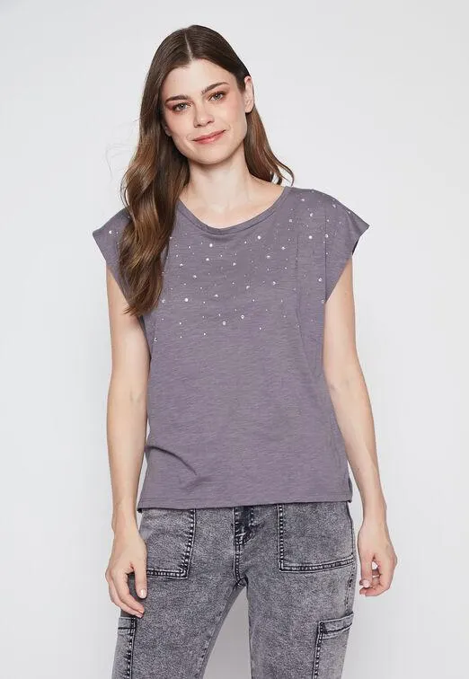 Polera Mujer Gris Strass Family Shop