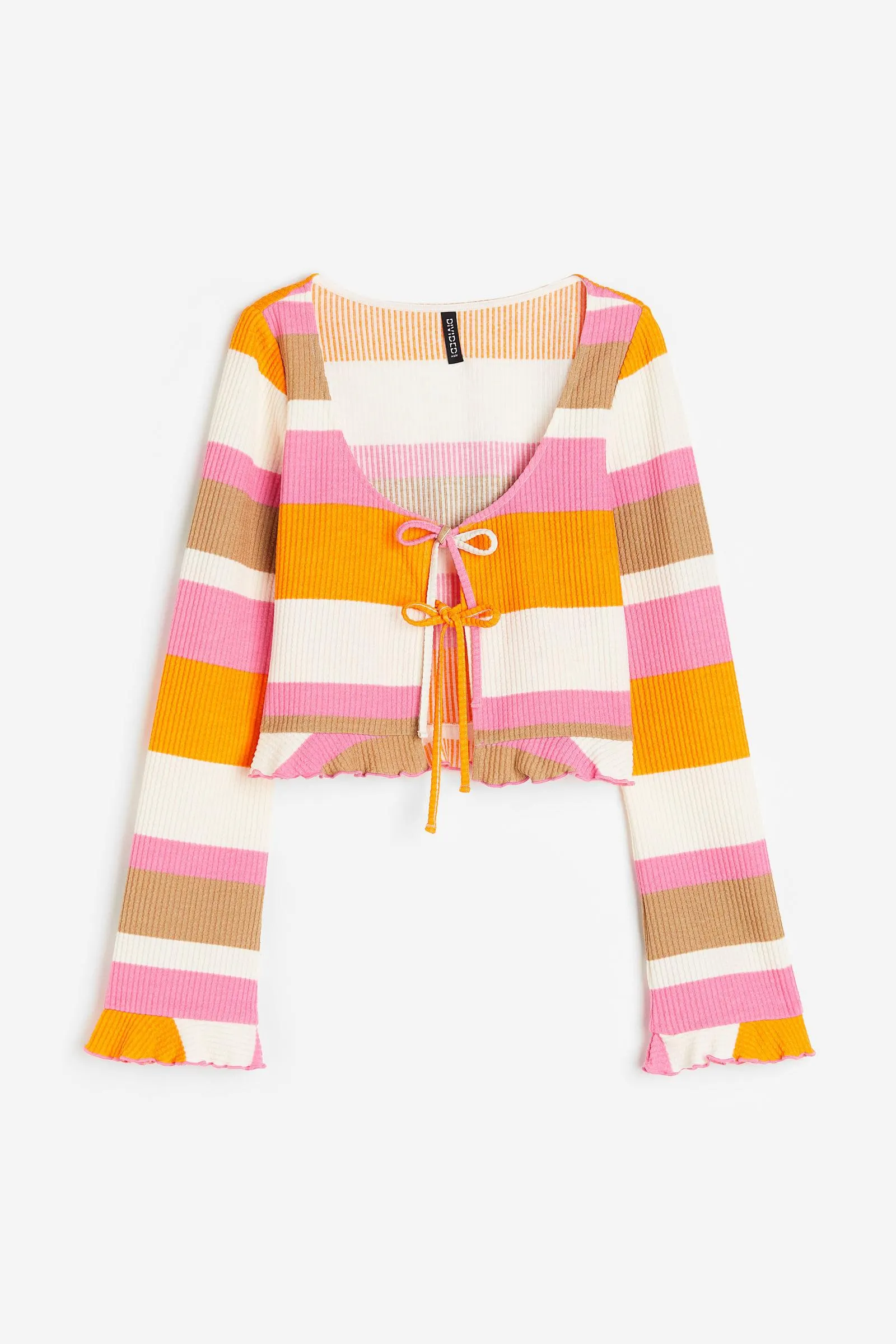 Cárdigan acanalado con lazos