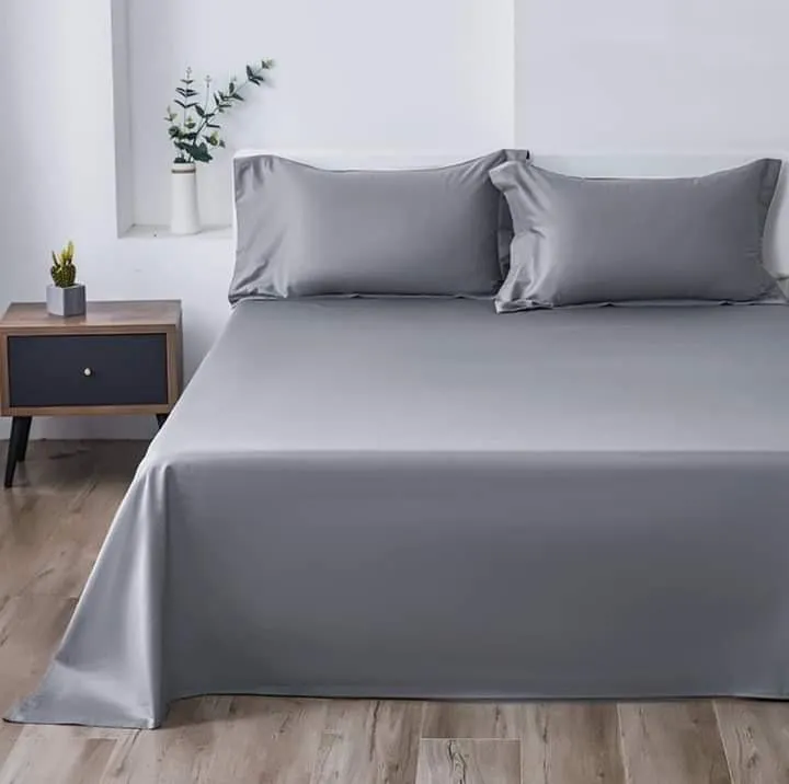 JUEGO DE SÁBANA 2 PLAZAS 144 HILOS ALGODÓN CON POLIÉSTER COLOR GRIS