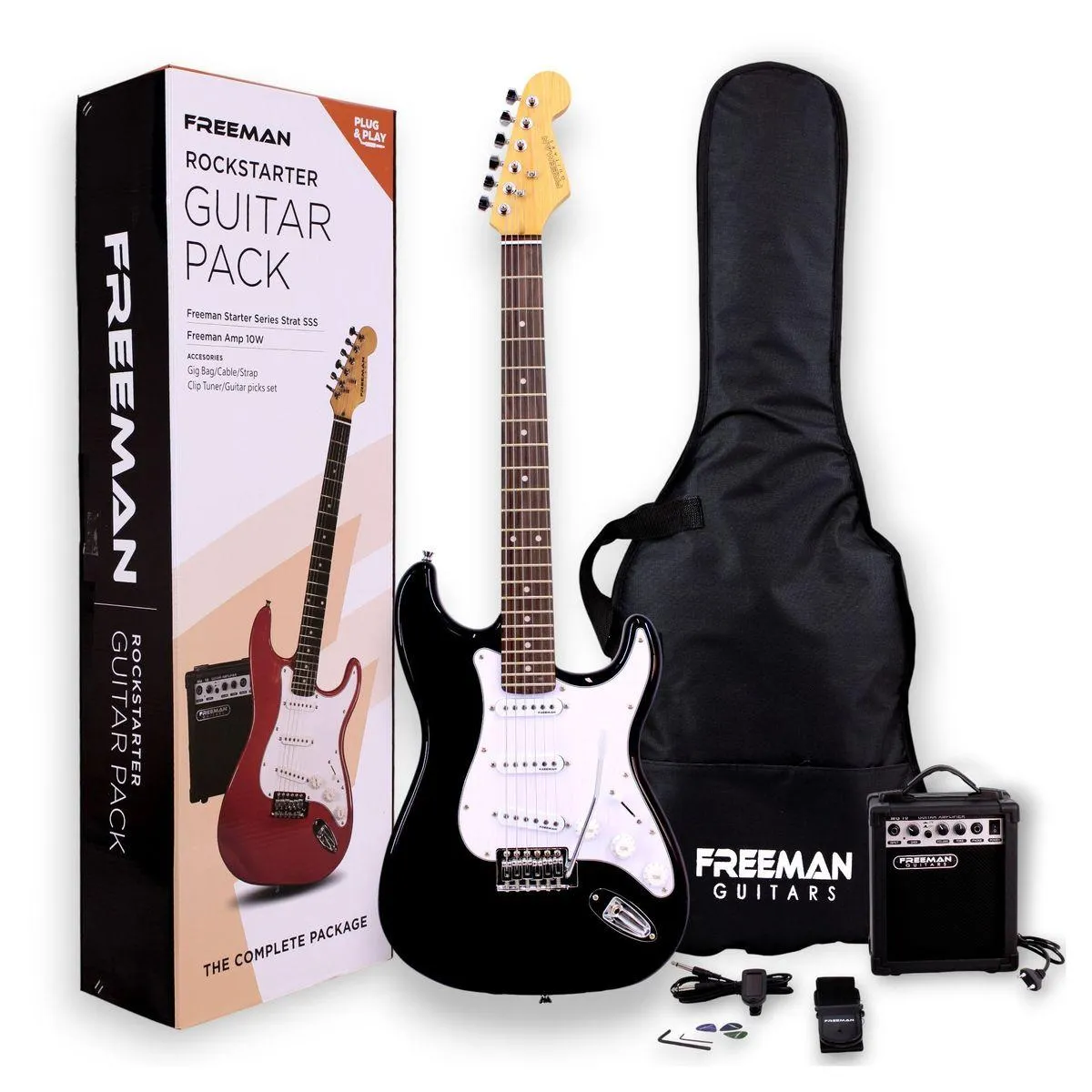 Pack de guitarra eléctrica Freeman Rockstarter - Black
