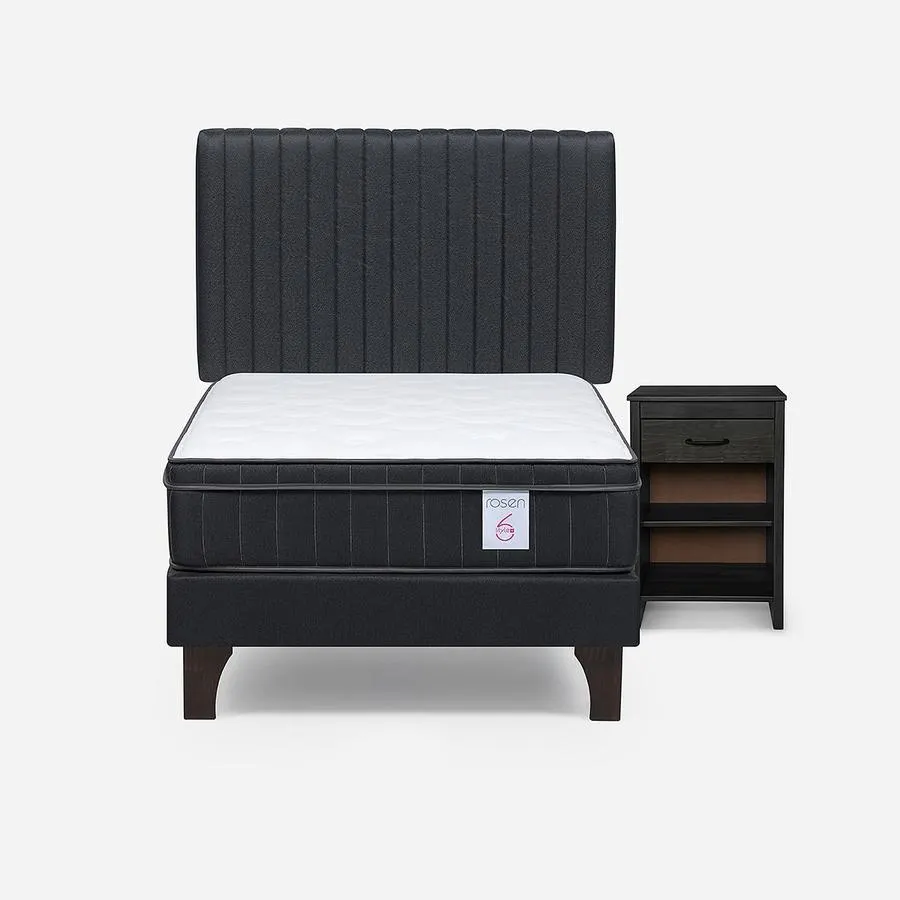 Cama New Style 6 Plus de 1,5 Plazas + Respaldo Lucio y Velador Maurice