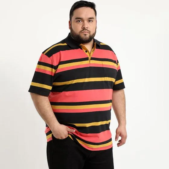 Polera Jersey Listada Cuello Camisero