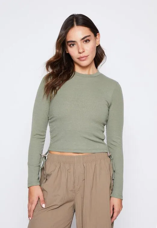 Polera Mujer Verde Recogido Elasticado Family Shop