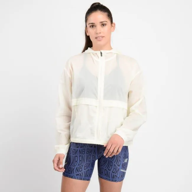 Cortavientos Running Mujer New Balance Empacable Blanco