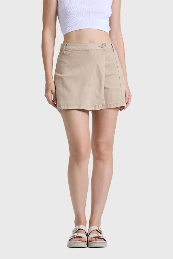 Falda mujer short cargo beige