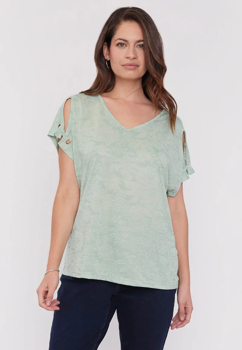 Polera Mujer Cut Out Folia Menta