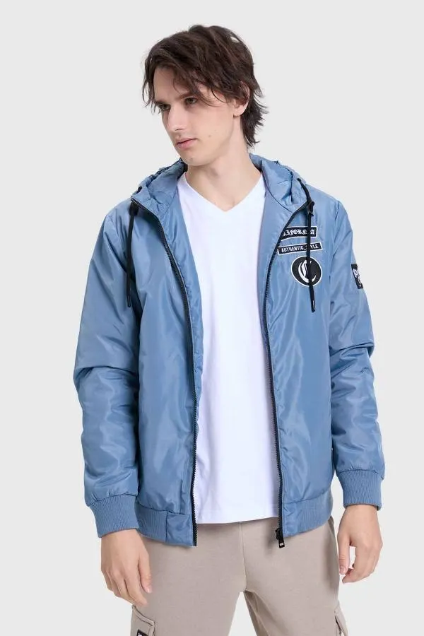 Chaqueta hombre hoodie azul piedra