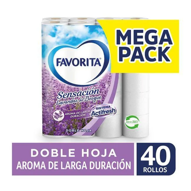 Papel Higiénico Favorita Lavanda 22 m 40 un.