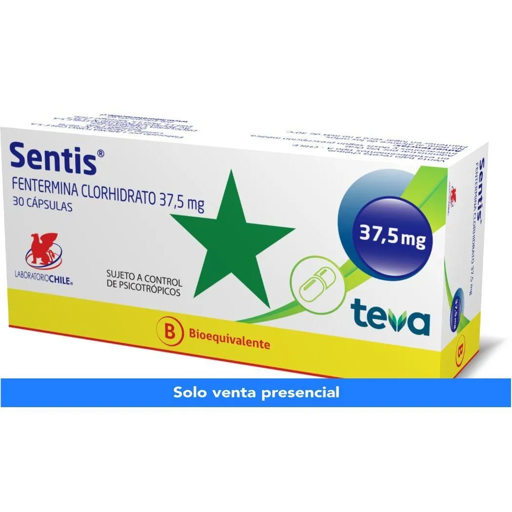 Sentis (B) Fentermina 37.5mg 30 Cápsulas