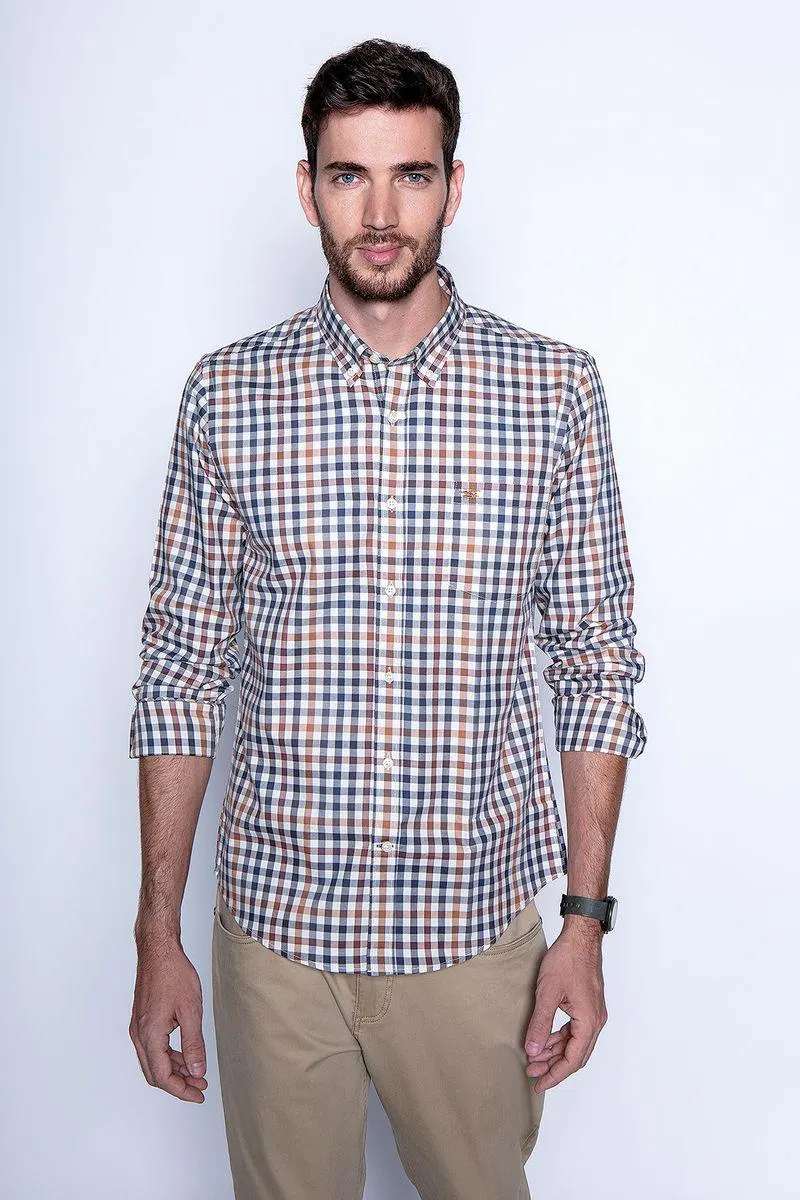 Camisa Check Virginia F Camel