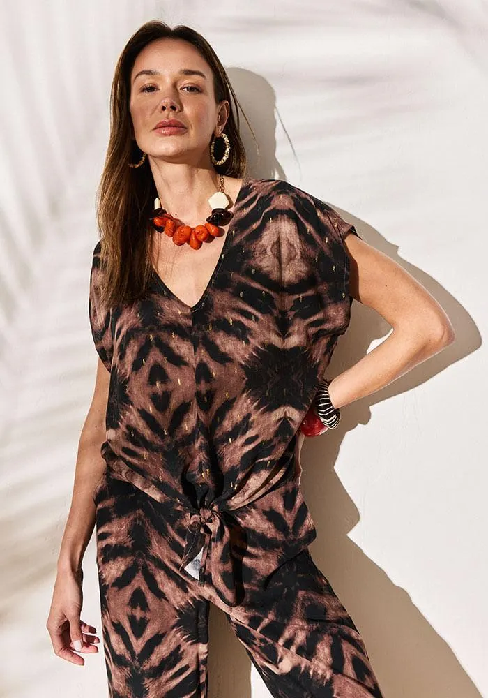 Blusa Estampada, Nudo Delantero