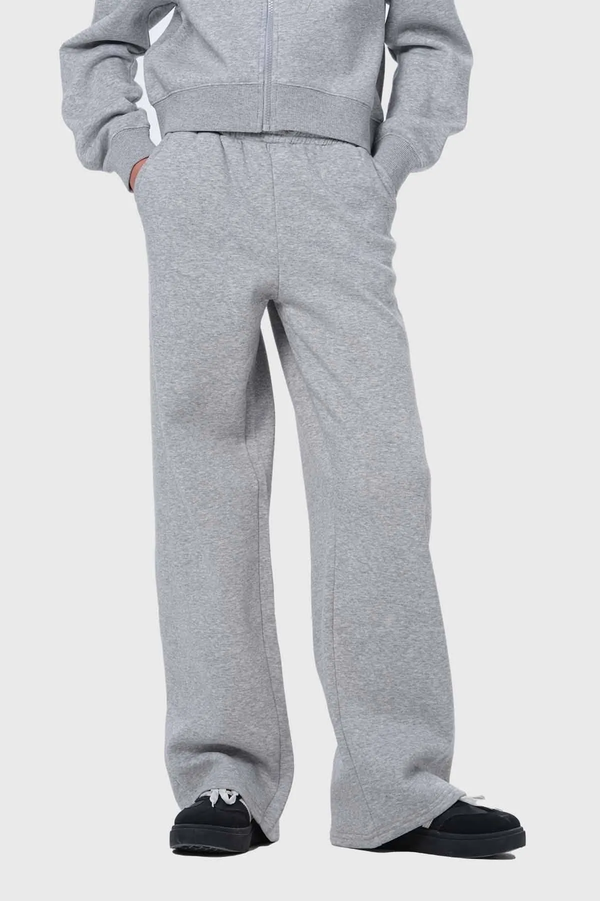 Pantalón Buzo Niña Pierna Ancha Gris