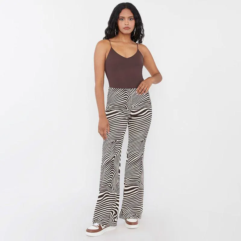 Calzas Mujer Flare Ecru Café