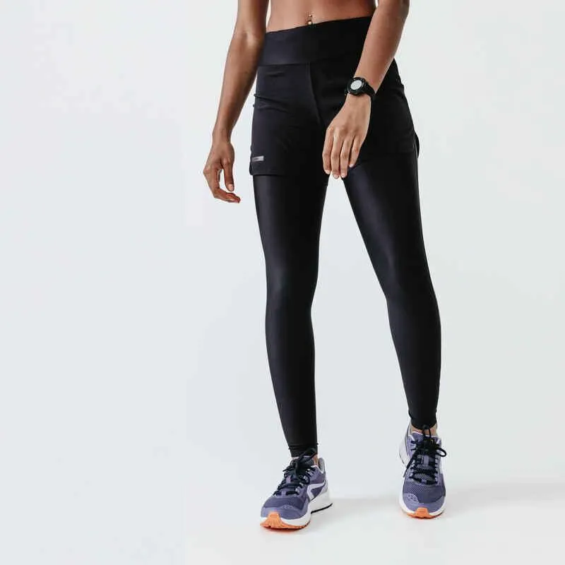 CALZAS SHORT RUNNING MUJER 2 EN 1 RUN DRY+ NEGRO