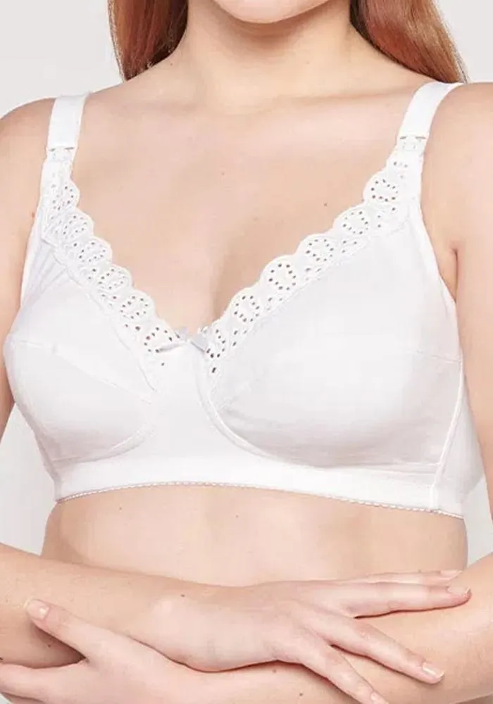 Sostén Maternal Copa B Algodón Elasticado Broderie Blanco