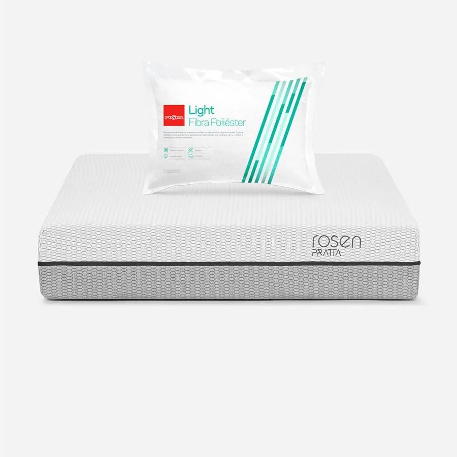 Colchón Pratta 1 Plaza + Almohada Fibra Light