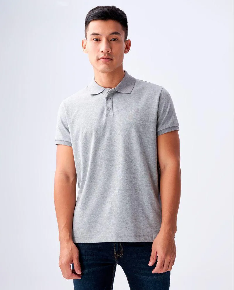 Polo para hombre Slim manga corta gris jaspe